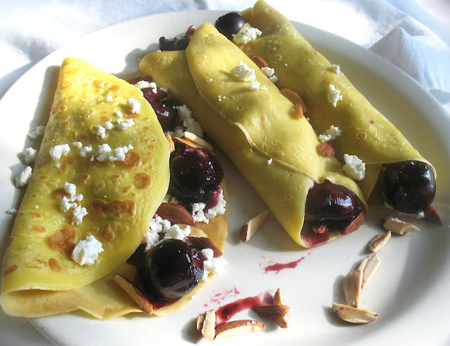 balsamic cherry goat cheese crepes