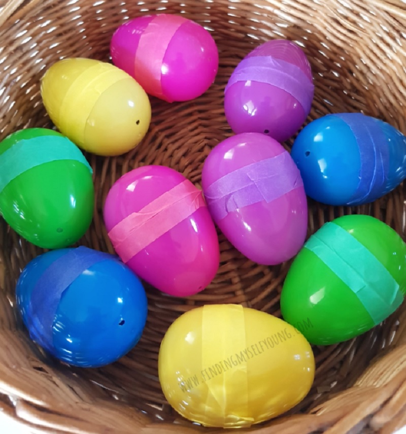 Easter egg shakers close up