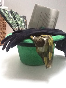 Top hat with fan, gloves and scarf in it
