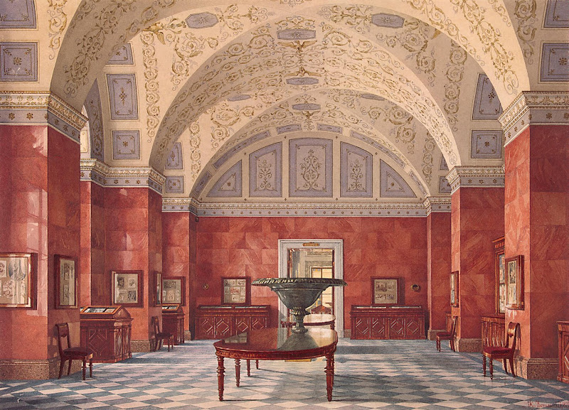 Interiors of the New Hermitage. The Room of Drawings by Konstantin Andreyevich Ukhtomsky - Architecture, Interiors Drawings from Hermitage Museum