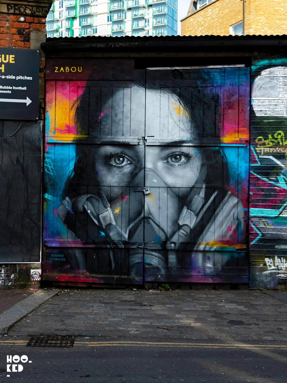 London Street art on Brick Lane by street artist Zabou