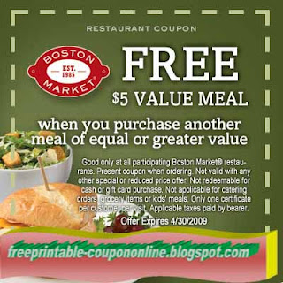 Free Printable Boston Market Coupons