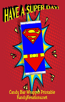 Celebrate a Super Birthday or a Great Day with this Superman Candy Bar Wrapper free printable.  Wrapper fits a 1.5 ounce Hershey candy bar and can be downloaded and personalized for your personal use.