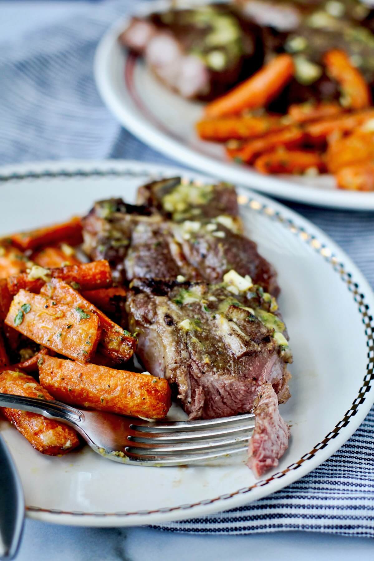 Air fryer lamb chops and carrots for dinner