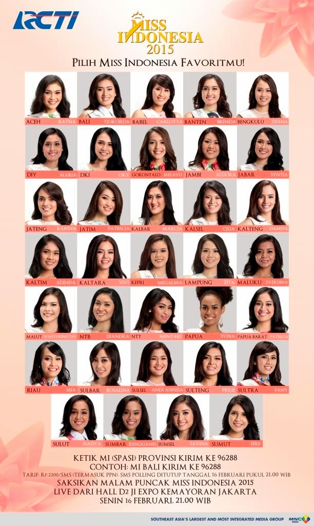 Daftar Para Peserta Miss Indonesia 2015 RCTI