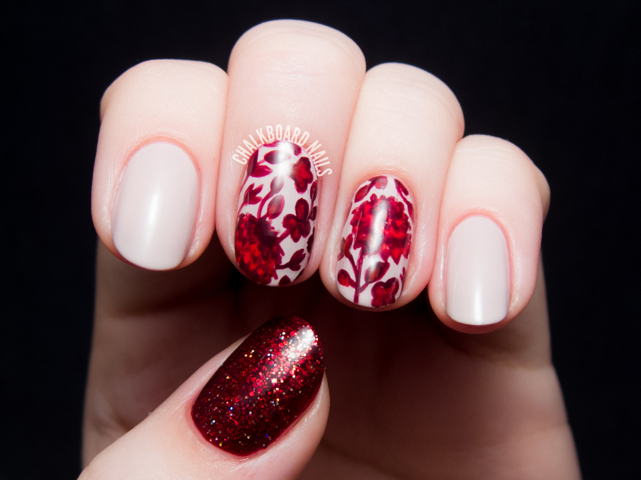 Ruby red floral by @chalkboardnails