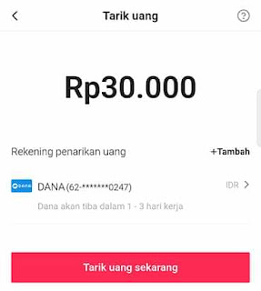 tarik uang saldo tiktok ke dana tanpa premium