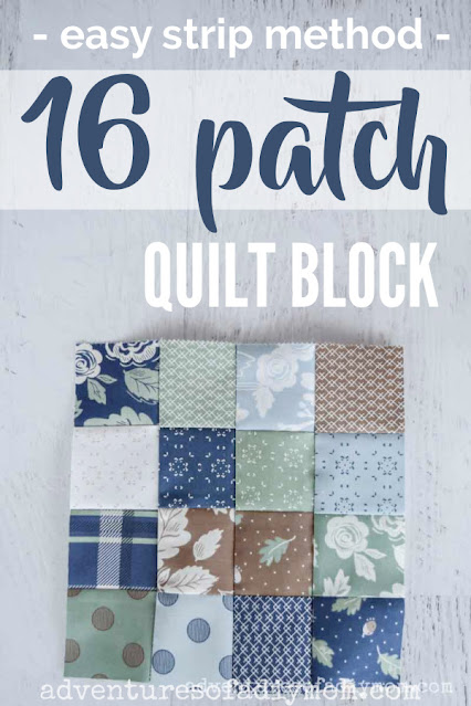 16 patch quilt block with text overlay