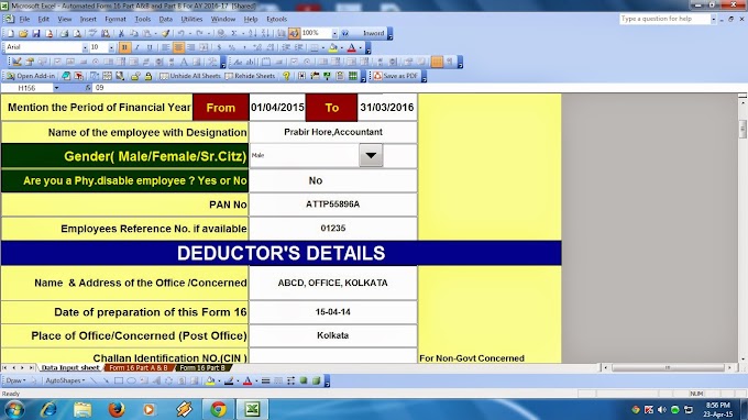 Automated Form 16 Part A and B and Part B for Assessment Year 2016-17, as per the Finance Budget 2015-16