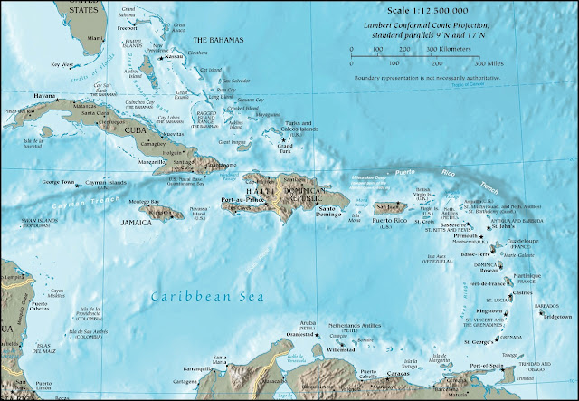 Карта Карибского моря и бассейна