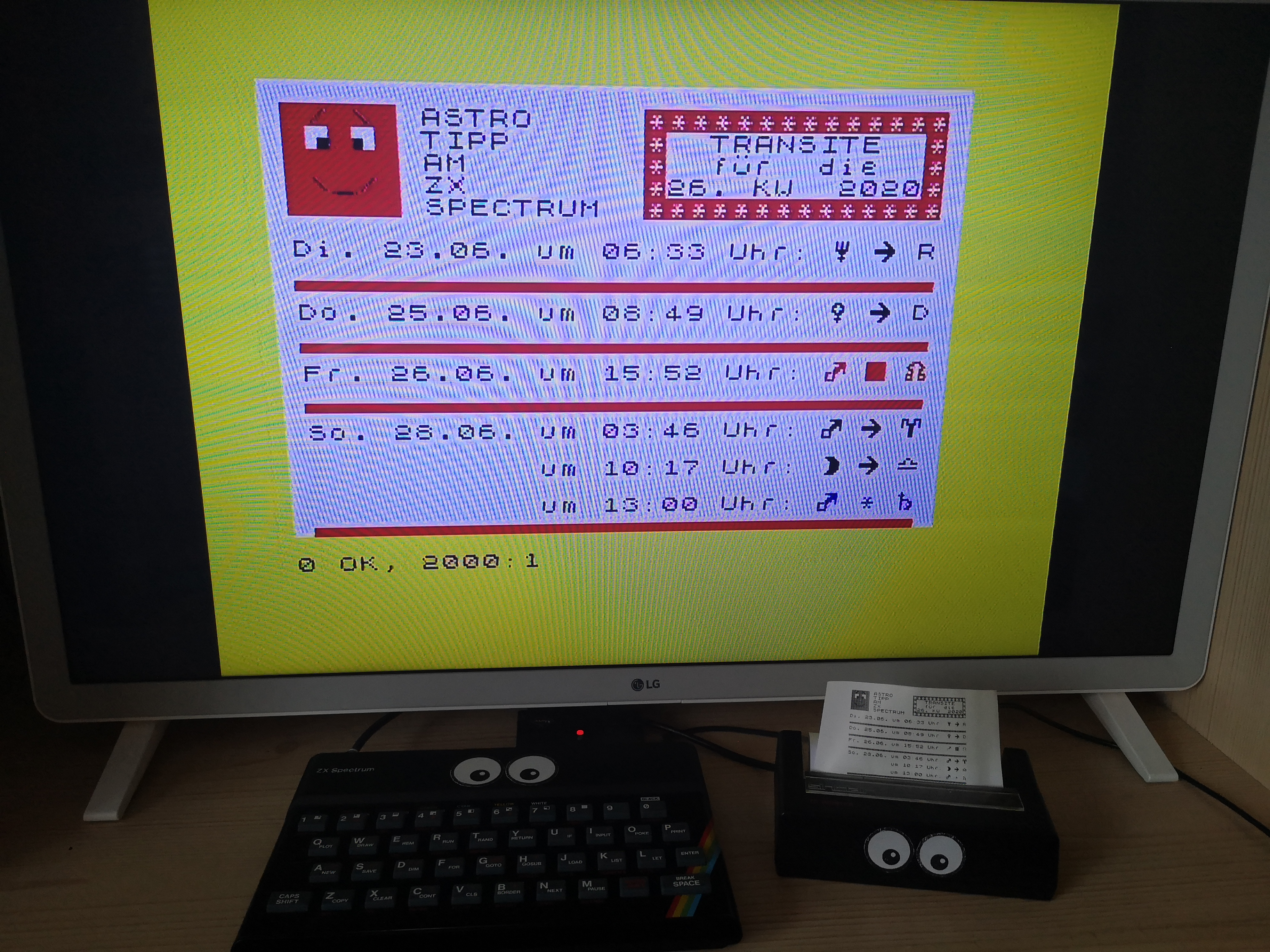 Astro-Tipps dieser Kalenderwoche am ZX Spectrum und ZX Printer