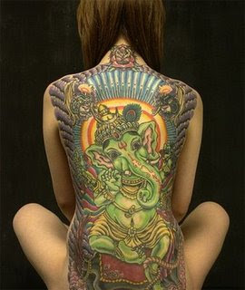 Ganesha Picture on Back Body Tattoos