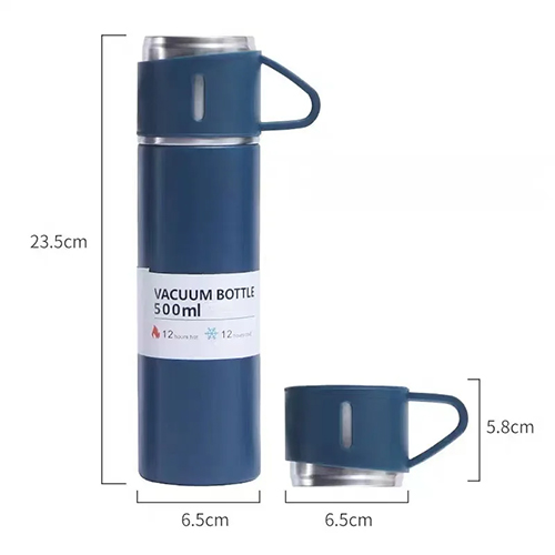 Stainless Steel Vacuum Flask Hot And Cool Water Bottle With Two Cups