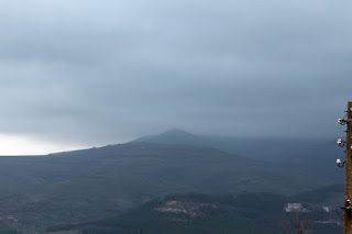 Low clouds over the peak behind my parents' hotel