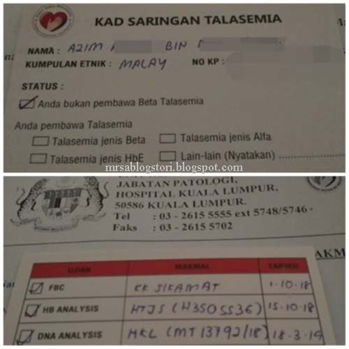 Maklum Balas Ujian Talasemia Alfa