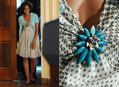 Michelle Obama floral brooches, flower jewellery