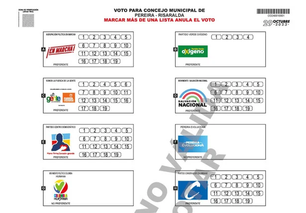 TARJETÓN AL CONCEJO DE PEREIRA EQUIPO CREEMOS, EL EQUIPO DE FICO, EL EQUIPO DE LA GENTE