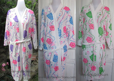 handuk kimono mandi yang cantik motif kembang sepatu