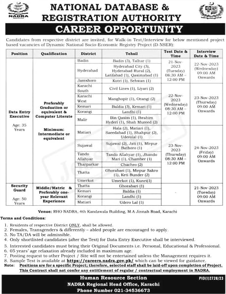 New Nadra Job Openings 2023 Apply Online