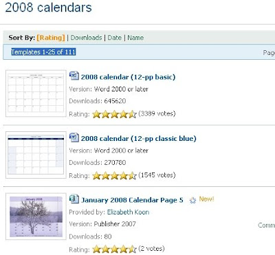 Download Calendar 2008 Templates for Microsoft Word