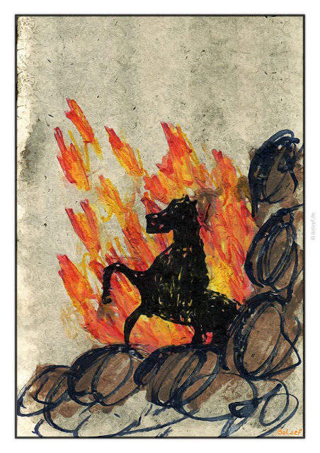 Pferd stob aus Feuer
