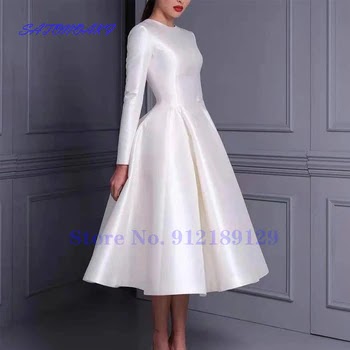 Short White Satin Wedding Dress