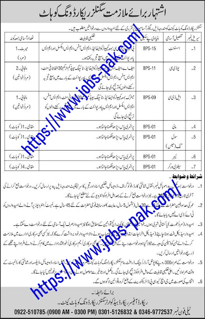 Pakistan Army Civilian Jobs at Aviation Spares EME & Signal Record Wing
