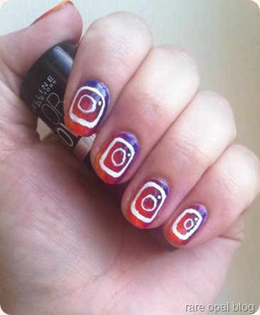 new instagram logo nails, ombre nail design with instagram logo over