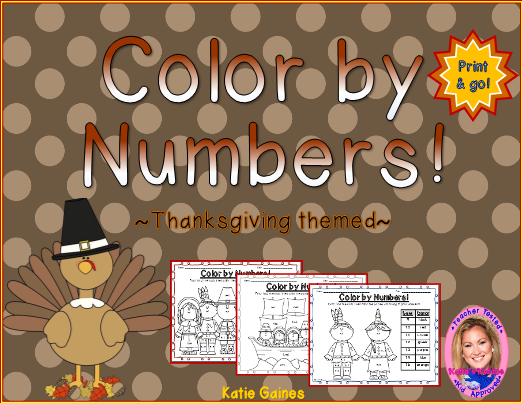 TeacherSherpa Color By Numbers Thanksgiving Theme Printable