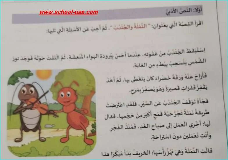 الامتحان الوزاري مادة اللغة العربية الصف  الثانى الفصل الدراسى الأول 2019-2020- مدرسة الامارات