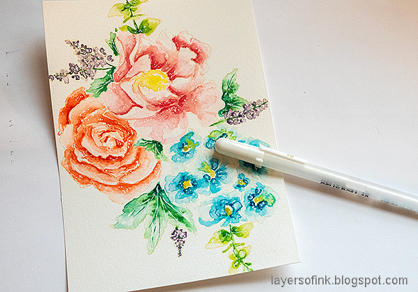 Layers of ink - Watercolored Flowers no-line coloring tutorial by Anna-Karin Evaldsson.