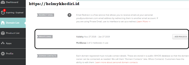 Cara setting private email dari namecheap