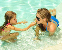 Denise Richards at the pool in San Diego