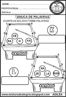 Atividades de alfabetização,formação de palavras