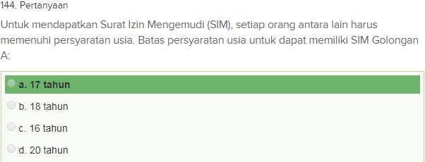 Contoh Soal Ujian teori SIM A dgn Kunci Jawaban Oktober 2018