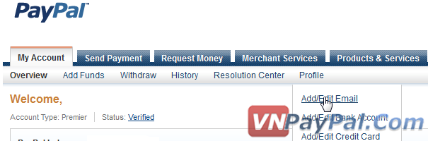 Thêm eMail và Tạo Thêm Tài Khoản PayPal Phụ