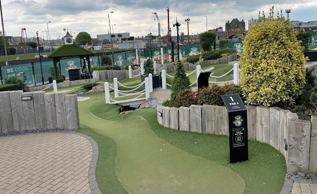 Crazy Putt Adventure Golf course at Greenwich Peninsula Golf Range in London. Photo by Matt Dodd, May 2022