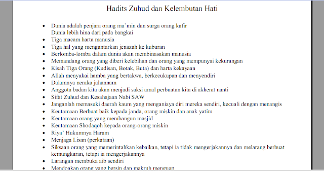 Hadist Zuhud Dan Kelembutan Hati