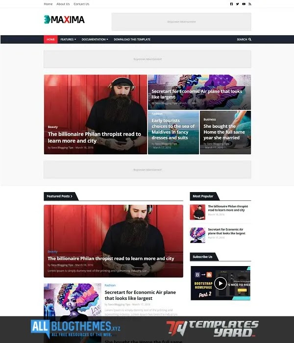 Maxima Blogger Template [ Free ] Download