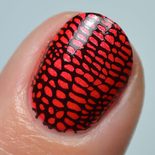 snake skin stamped nail art