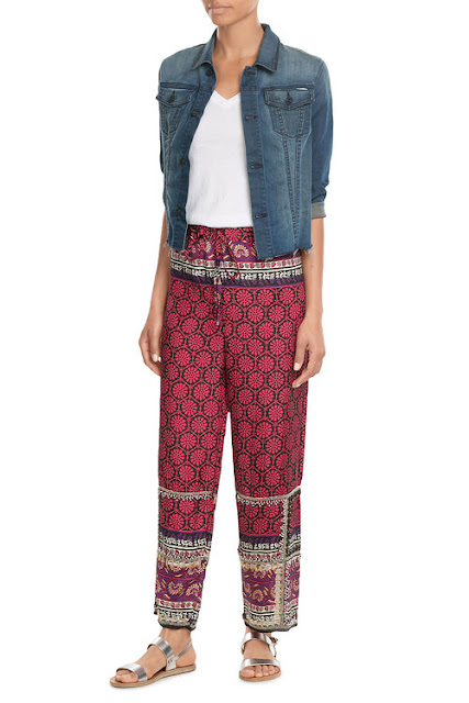 mixed print trousers