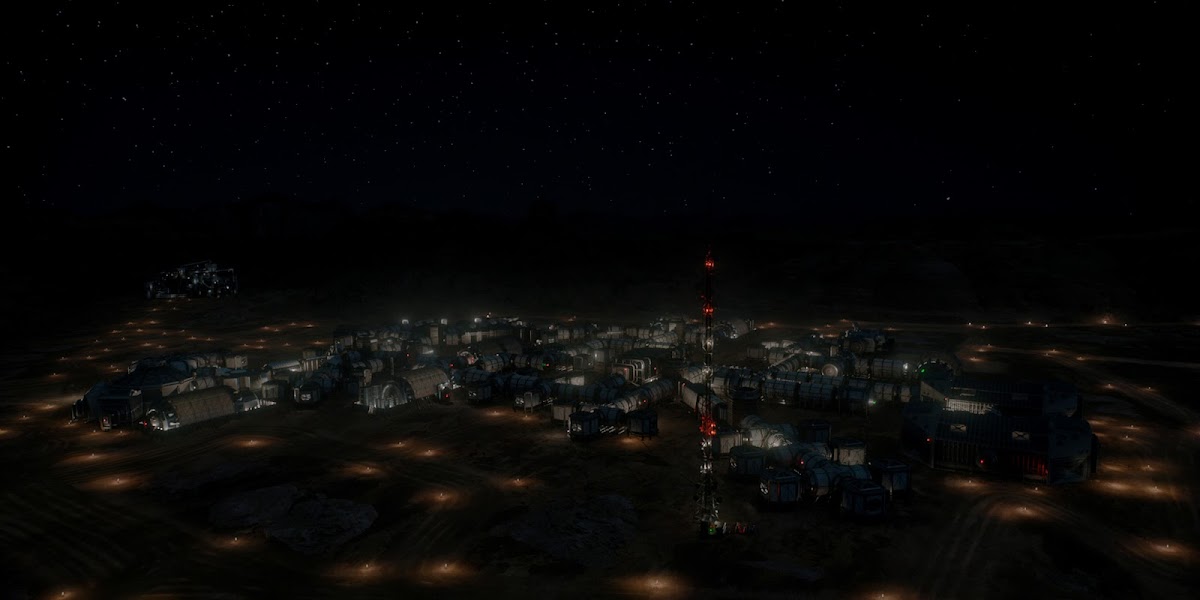 Happy Valley Mars base at night in 'For All Mankind' season 4