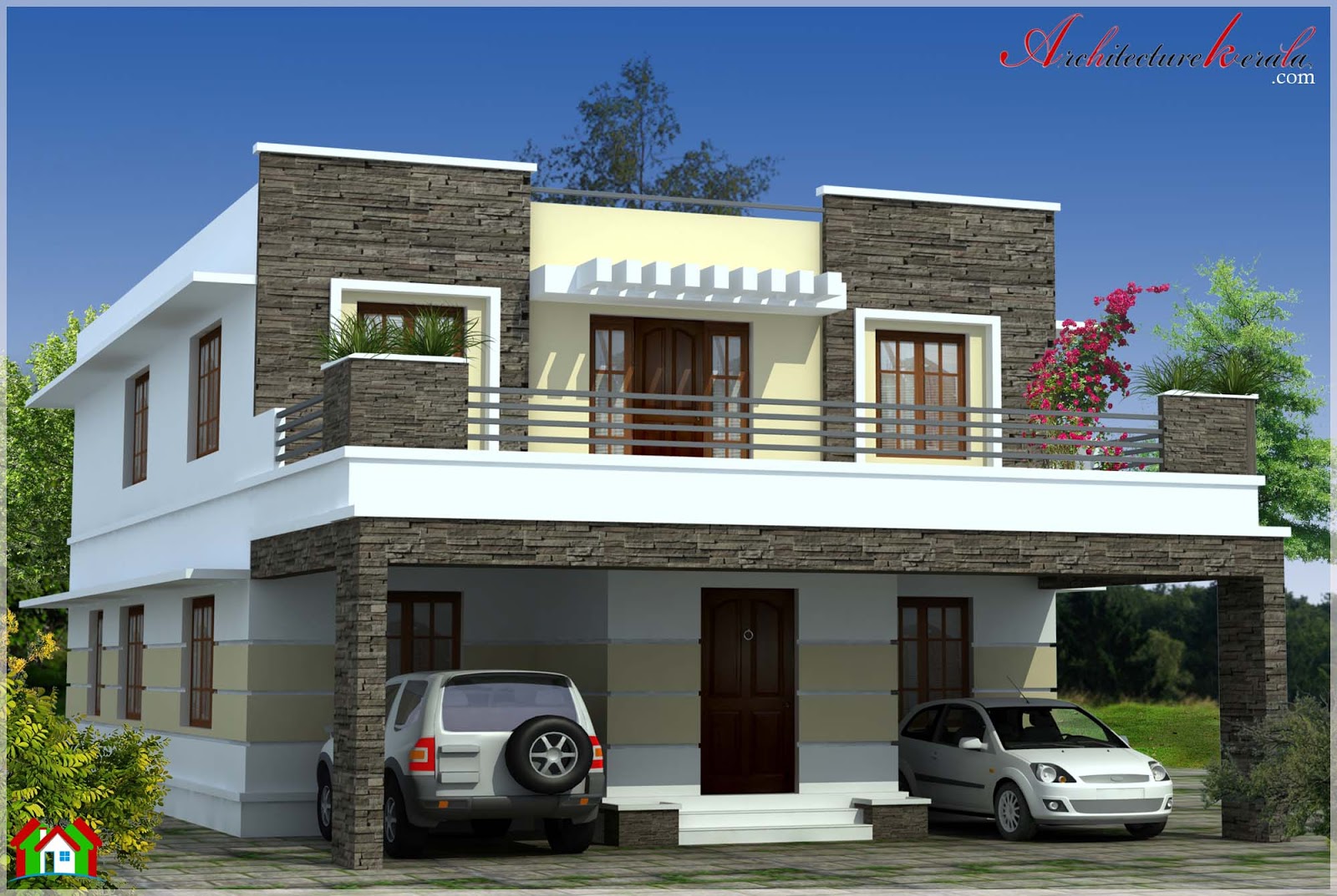 SIMPLE CONTEMPORARY STYLE  KERALA  HOUSE  ELEVATION  