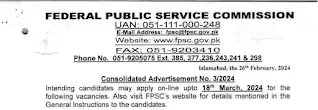 New FPSC Jobs Announced! Apply Online Before March 18th (Ad No. 03/2024)