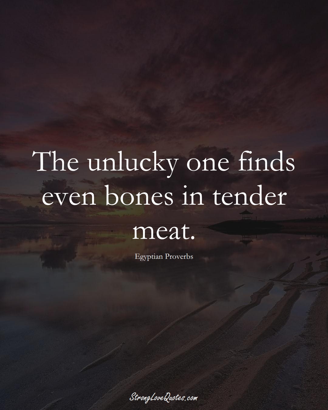 The unlucky one finds even bones in tender meat. (Egyptian Sayings);  #MiddleEasternSayings