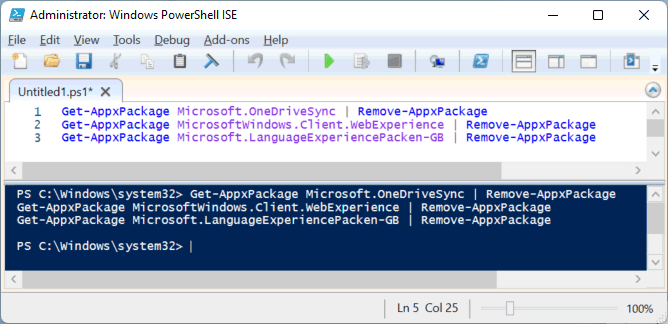 Remove Microsoft Packages using a PowerShell script