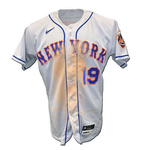  Mark Canha #19 - Game Used Road Grey Jersey - Mets vs.  Marlins - 7/31/22 - 3-5, 2 RBI's, 2 R's