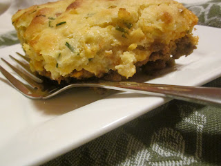 Beef Casserole with Cheesy Cornbread Topping