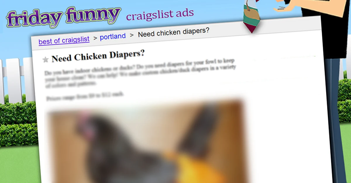 Need chicken diapers? - FUNNY CRAIGSLIST ADS