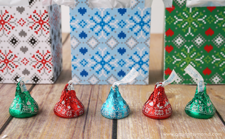 Free Printable Christmas Sweater Gift Boxes filled with Hershey Kisses!